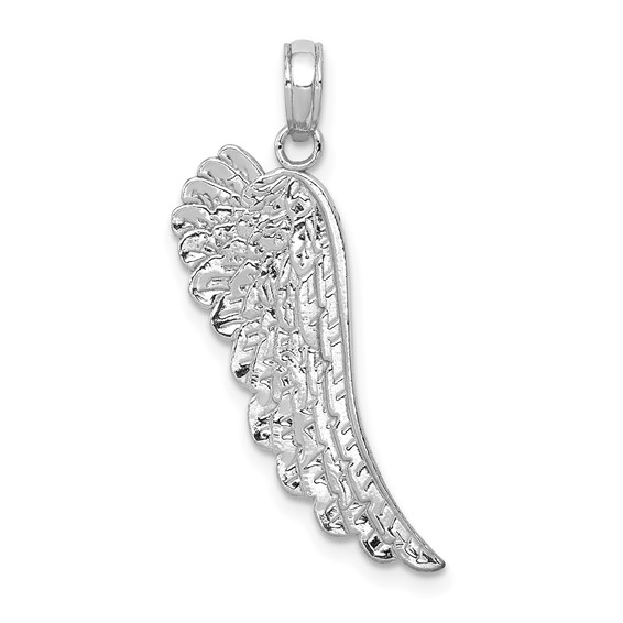 14kt White Gold 1in Angel Wing Pendant