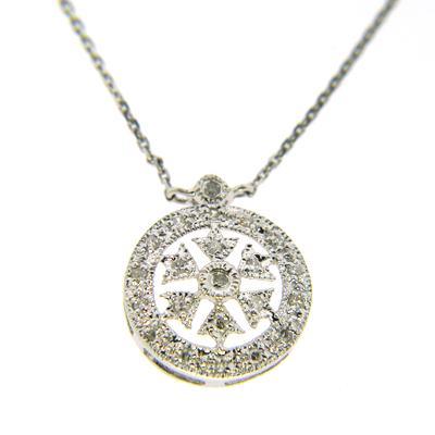 14kt White Gold Diamond Snowflake Pendant Necklace DN5272A