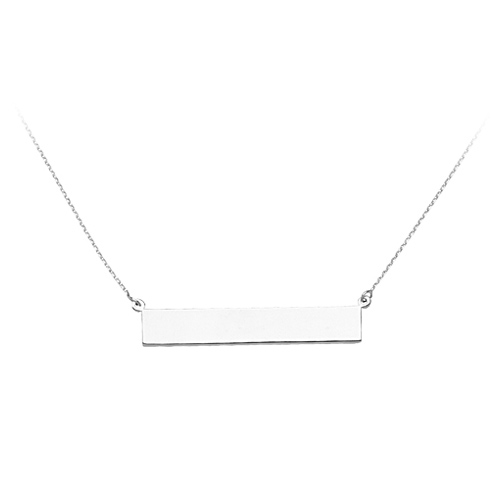 14kt White Gold Bar Nameplate 18in Necklace