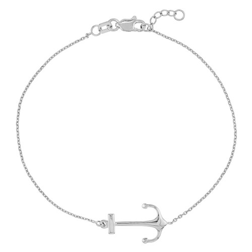 14kt White Gold Sideways Anchor Charm Bracelet 14kt White Gold Sideways Anchor Charm Bracelet