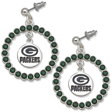 Green Bay Packers Spirit Crystal Logo Earrings