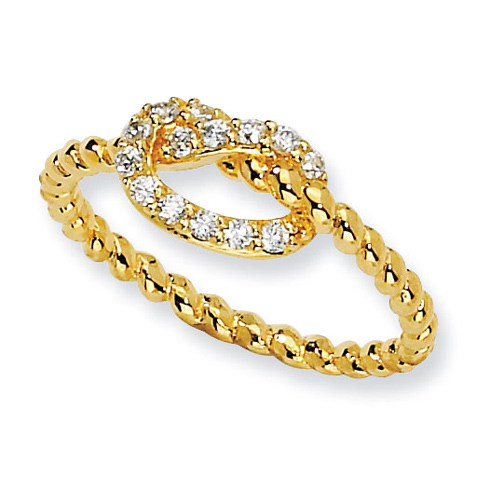 Gold-plated Sterling Silver CZ Knot Ring
