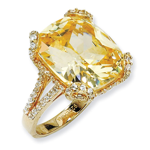Gold-plated Sterling Silver Champagne White CZ Ring