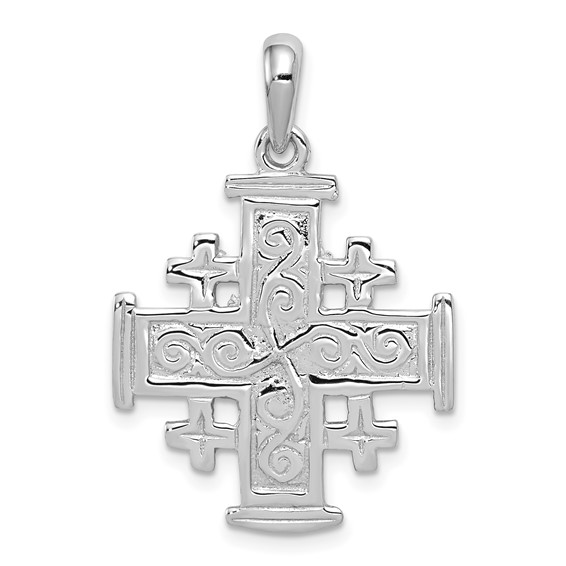 14kt White Gold 1516in Jerusalem Cross Pendant