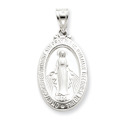 14kt White Gold 78in Hollow Miraculous Medal