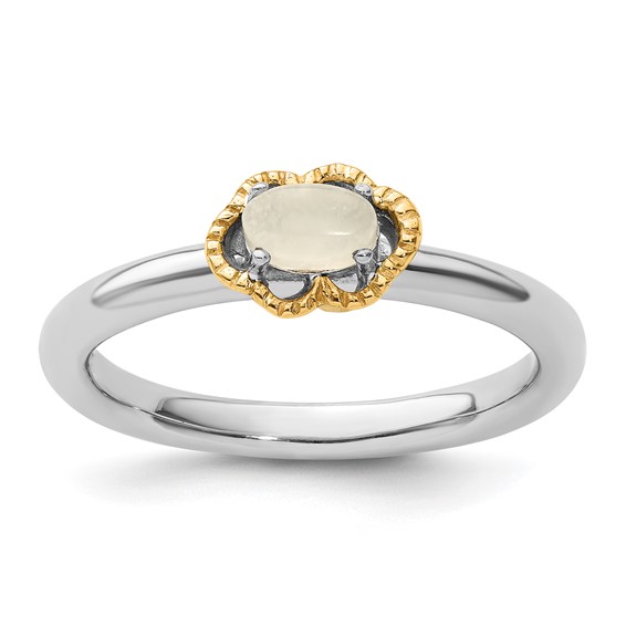Sterling Silver 14k Stackable Expressions Moonstone Ring