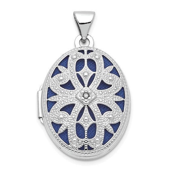 14kt White Gold 21mm Oval with Diamond Vintage Locket