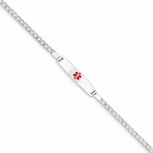 14kt White Gold Children's Medical ID Bracelet with Curb Links