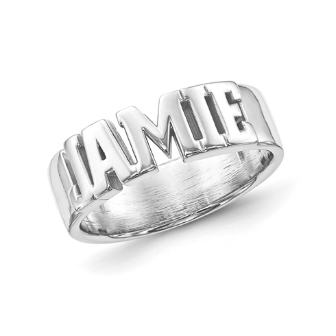 Sterling Silver Block Letters Name Ring