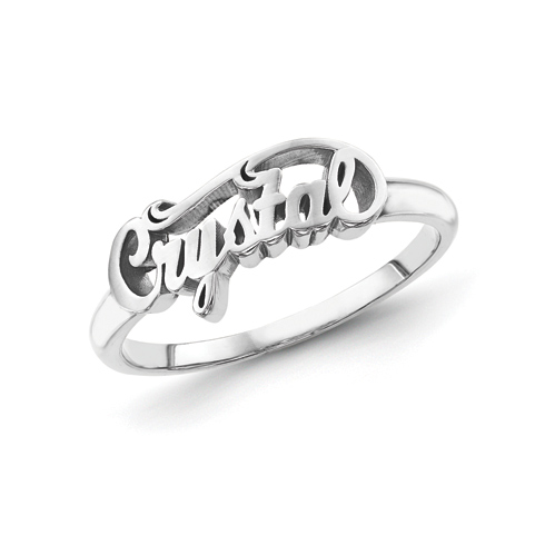 Sterling Silver Script Letters Fancy Name Ring