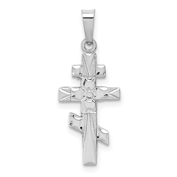 14kt White Gold 34in Eastern Orthodox Cross