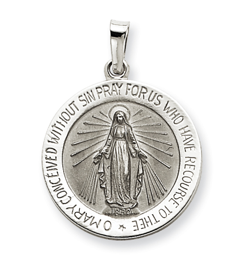 14kt White Gold 1116in Miraculous Medal