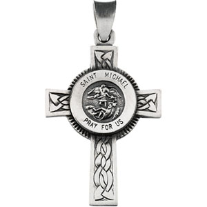 St. Michael Cross 1 1/8in - Sterling Silver