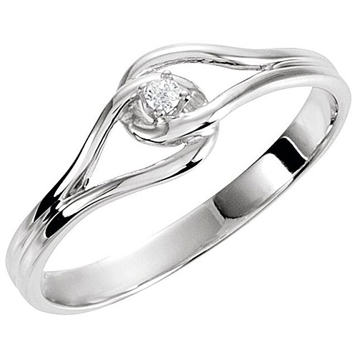 14kt White Gold Diamond Accent Promise Ring with Knot Design