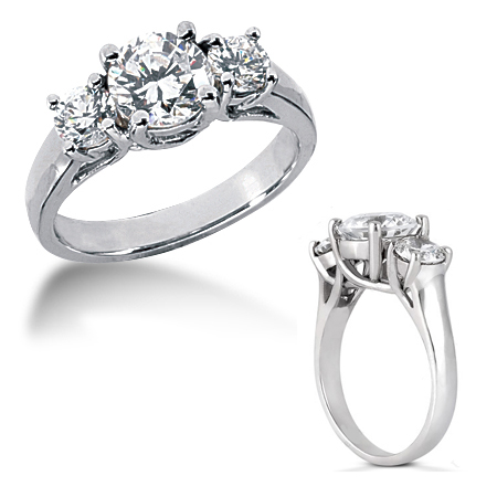 1.5 CT TW 14KW Moissanite 3-Stone Lucern Ring