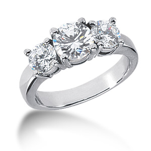 2 CT TW 14KW Moissanite 3-Stone Ring