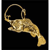 14KT Gold Bass Fish Pendant Hollow