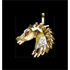 14KT Gold Horse Head Pendant with Diamond Pave and Ruby Eye