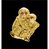 14KT Gold Monkey Duet Pendant with Ruby Eyes