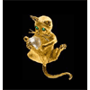14KT Gold Kitten and Pearl Ball Pendant