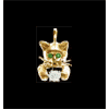 14KT Gold Kitten Diamond Pendant with Emerald Eyes