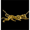 14KT Gold Wildcat Pendant with Emerald Eyes
