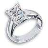14KW Moissanite Square Brilliant Lucern Ring