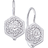 Round Filigree Leverback Diamond Earrings