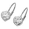1 CT TW Moissanite Bezel Lever Back Earrings