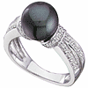 9mm Black Cultured Pearl & Diamond Ring