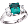 3.43 CT TW Created Emerald and Moissanite Ring