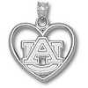 Auburn Tigers 3/4in Sterling Silver Heart Pendant