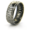 8mm Domed Damascus Steel Ring with Side Channels