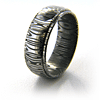 8mm Domed Damascus Steel Ring with Step Down Edges