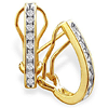 1/4ct Omega Back Diamond Hoop Earrings - 10k Yellow Gold