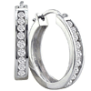 1/4ct Channel Hoop Diamond Earrings - 10k White Gold