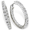 1/4ct Huggie Inside Out Diamond Hoop Earrings - 14k White Gold