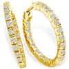 1/4ct Huggie Inside Out Diamond Hoop Earrings - 14K Yellow Gold