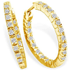 1/4ct Huggie Inside Out Hoop Diamond Earrings in 14K Yellow Gold J/K