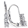 1/2ct Leverback Three Diamond Earrings - 14k White Gold