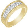 Antique Five-Stone Princess Cut Diamond Ring in 18k Yellow Gold