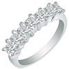 7-Stone Princess Cut Diamond Ring in 18k White Gold