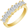 7-Stone Princess Cut Diamond Ring in 18k Yellow Gold