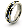 7mm Titanium Domed Ring with Black Steel Cable Inlay