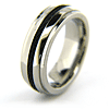 8mm Titanium Domed Beveled Ring with Black Cable Inlay