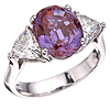 4.08 CT TW Created Alexandrite and Moissanite Ring