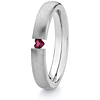 Titanium 4mm Tension Band with Ruby and Brushed Finish