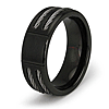 8mm Black Titanium Ring with Cable Inlays