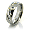 7mm Domed Titanium Ring with Diamonds