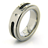 8mm Titanium Ring with Inset Black Cable and Diamond